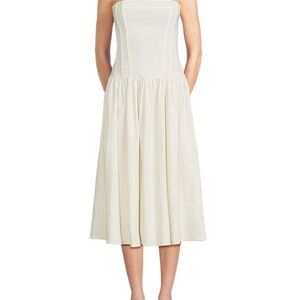 WeWoreWhat Corset Bodice Midi Off The Shoulder Dress